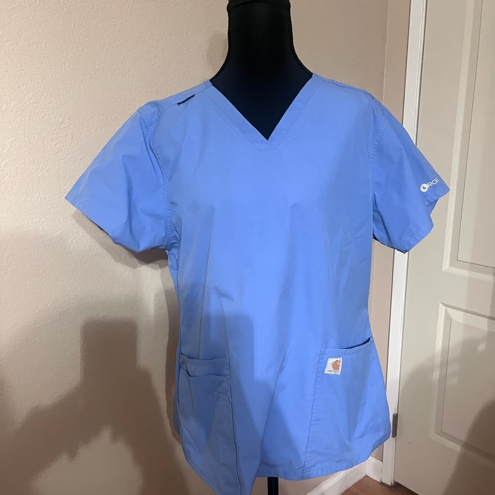 Carhartt Women's Sky Blue V-Neck Short Sleeve Tee